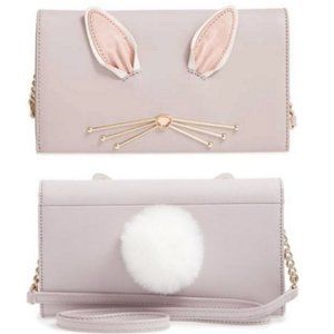 NWT SOLD OUT Kate Spade Rabbit Cali Clutch Gray Purse Crossbody